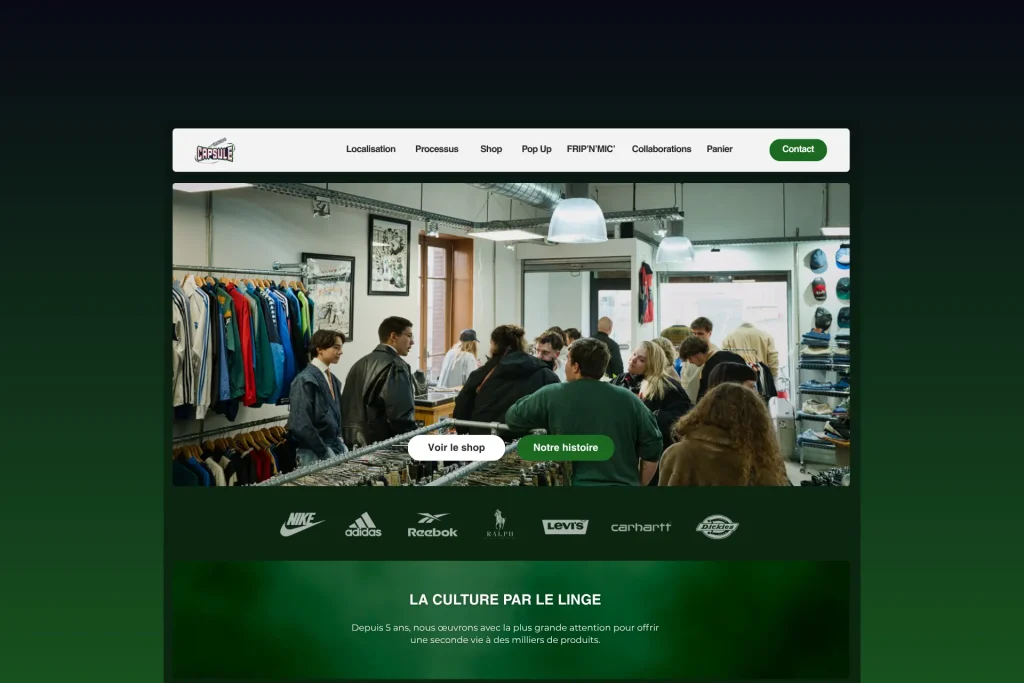 Exemple site internet boutique Capsule Frip créé par Kearly