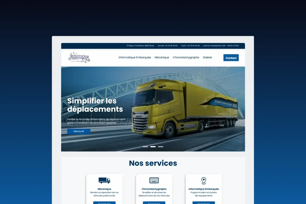 Exemple site web vitrine transports créé par Kearly