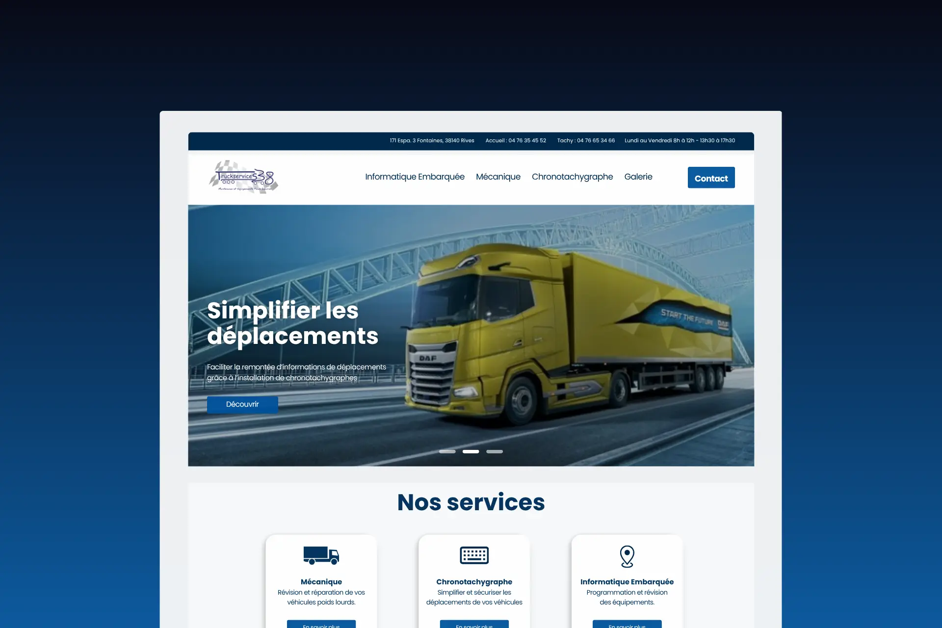 Exemple site web vitrine transports créé par Kearly